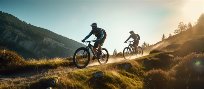 Electric bikes on a scenic ride through the mountains