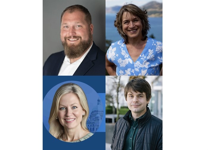 Candidates for Kelowna-Lake Country-Coldstream; Independent Kevin Kraft, BC NDP Anna Warwick Sears, BC Conservative Tara Armstrong, and BC Greens Andrew Rose.