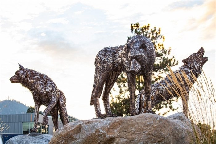 This metal sculpture called Mélemst?ye is located on University Drive at Thompson Rivers University in Kamloops. 