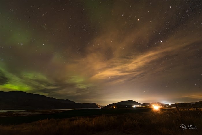 The aurora borealis and meteor shower light up October skies near Kamloops. 