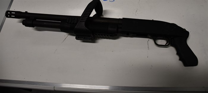 A gun seized by Penticton RCMP in the raid on Oct. 16, 2024.