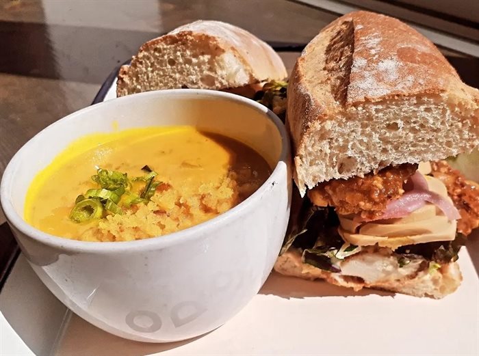 This bacon clam chowder with corn bread crumble is served at Brodo Kitchen in Penticton. 