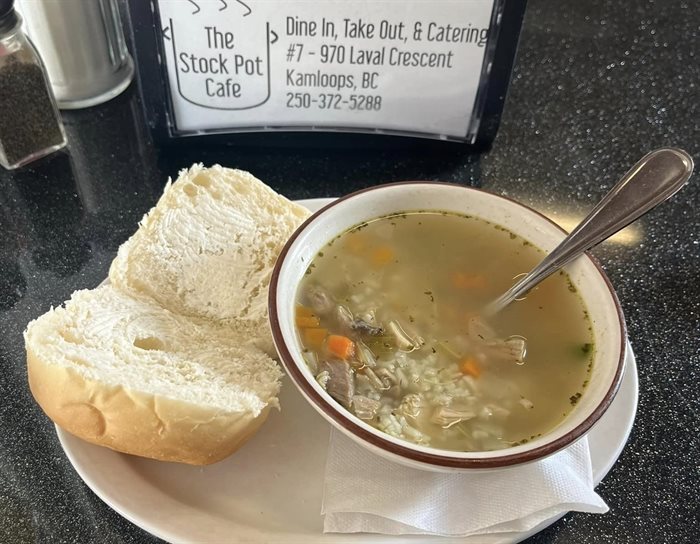 This photo of turkey and rice soup was taken at The Stock Pot Cafe by a customer in February. 