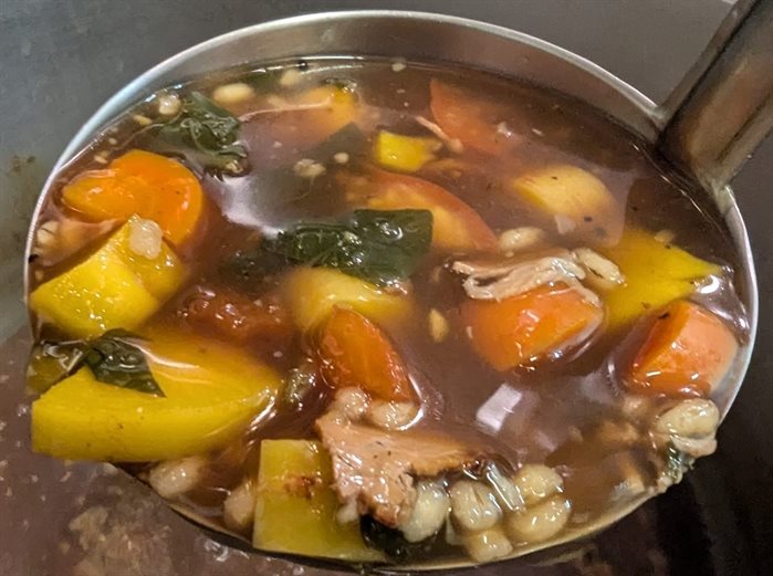 This beef barley soup is served at The Bike Shop Cafe and Catering Co in Kelowna. 