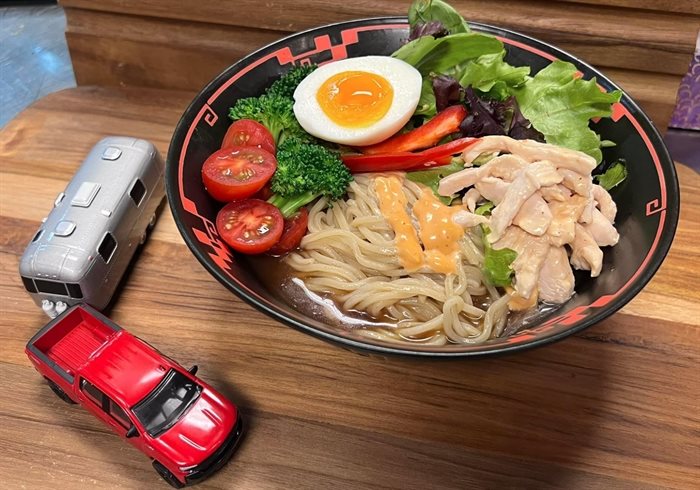 This bowl of cold ramen salad can be found at Tiger Ramen. 