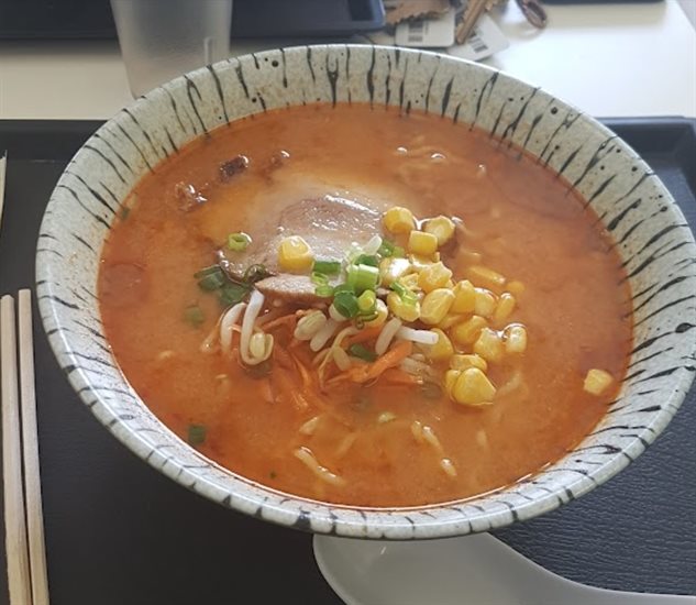 This bowl of Spicy Miso ramen can be found at Sakura sushi & Japanese grocery. 