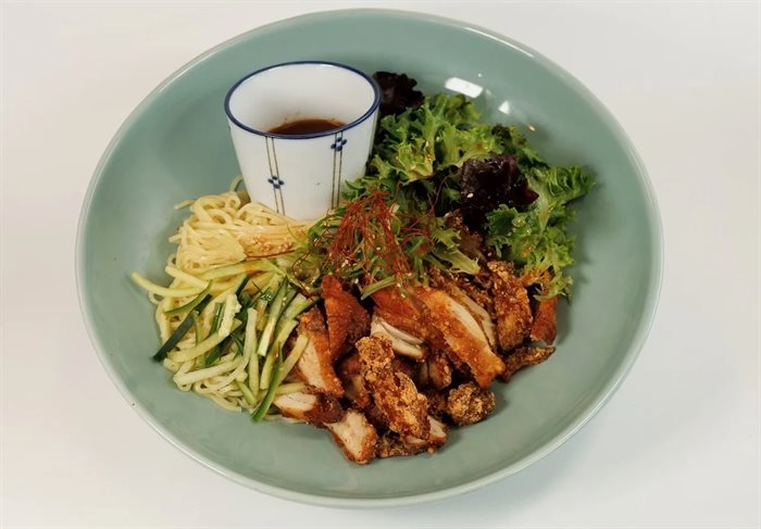 This Cold Karaage Ramen can be found as KOJO Sushi. 