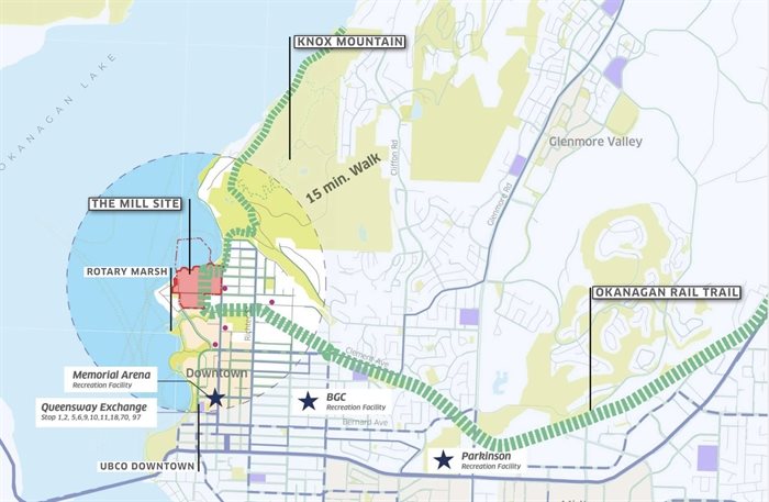 A map of where the Tolko Mill site is in Kelowna.