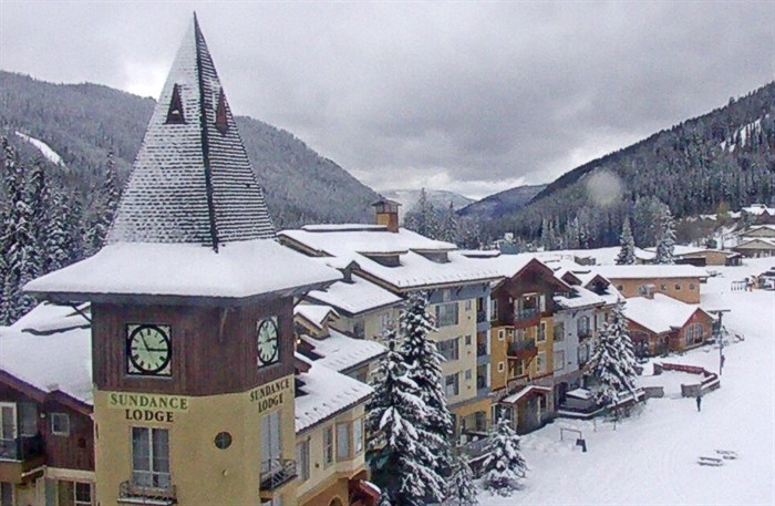 Fresh snow at Sun Peak Resort near Kamloops is seen in this screenshot from the resort's webcam Monday, Nov. 4, 2024.