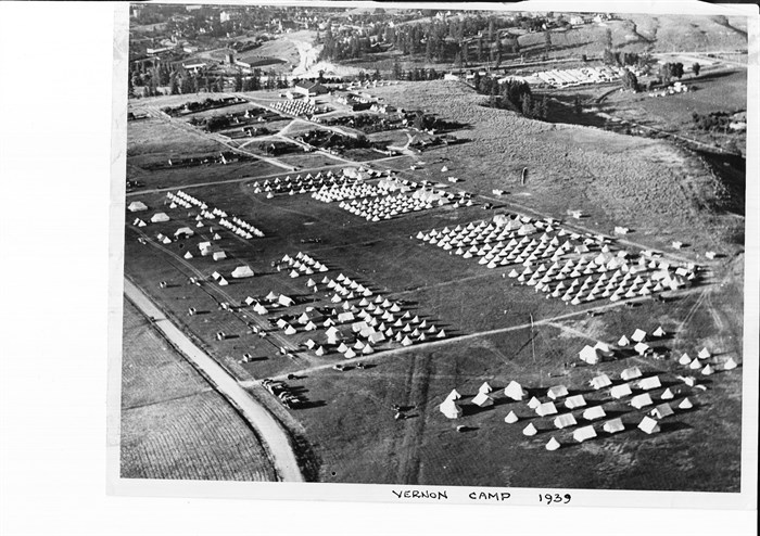 An aerial photo of the Vernon Military Camp in 1939.