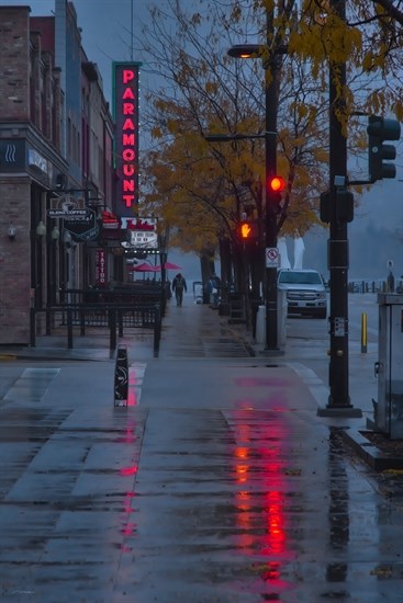 Fresh fallen rain brings colours alive in downtown Kelowna. 