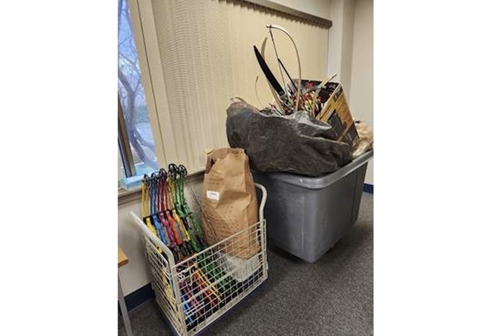 Some of the recovered archery equipment in Kamloops.