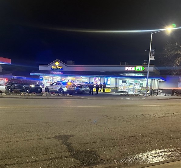 The scene of the collision at the Canco gas station in Kamloops on Nov. 27, 2024.