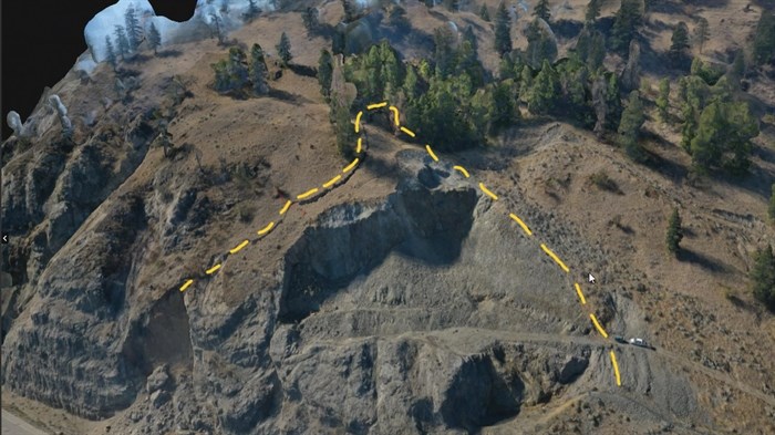 After the rockfall event on August 28, Geotechnical engineers discovered tension cracks extending  further upslope beyond the initial rockfall area.