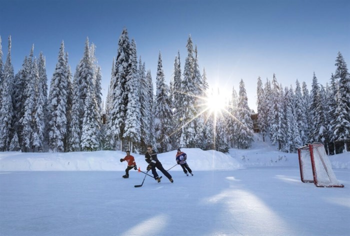 Brewer’s Pond at SilverStar Mountain Resort near Vernon is a 2.5-acre natural ice rink.