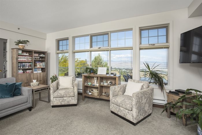 This living room is located in the Kamloops Hospice at 72 Whiteshield Crescent. 