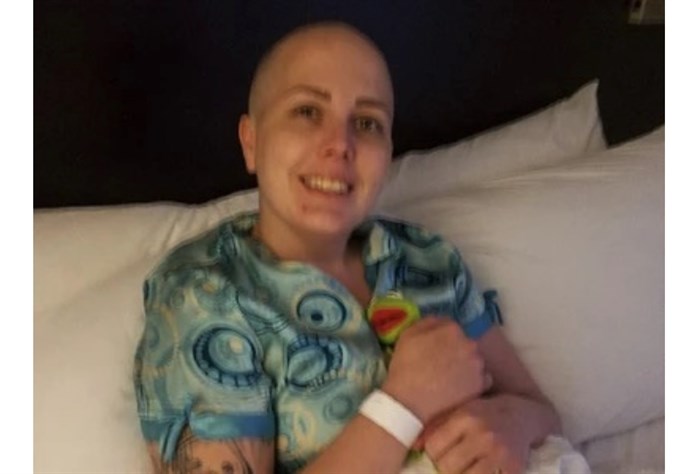 Krysta-Lyn Williams shaved her head and made herself a hospital bracelet.