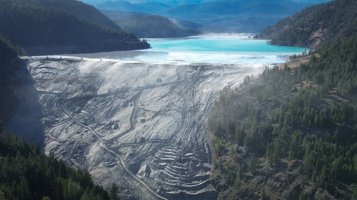 The 192-metre tailings dam of the Copper Mountain Mine in sm?lqmíx homelands, photographed on Sept. 19, 2024.