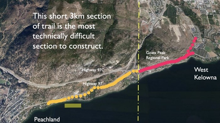 A map of where the new section of trail will be.