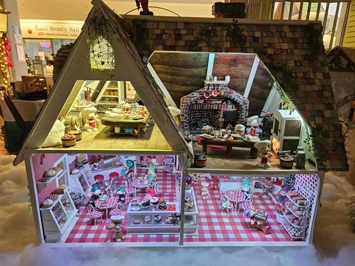 A miniature bakery with figurine elves is part of a North Pole display at Santaland Village in Sahali Mall in Kamloops. 