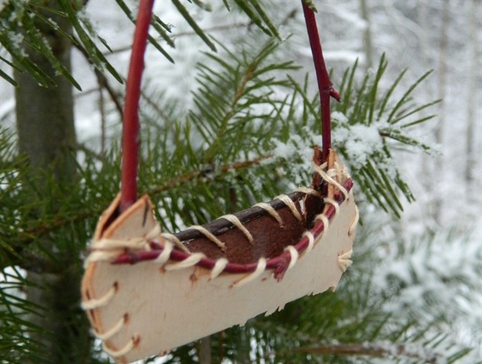 Birch tree paper canoe. 