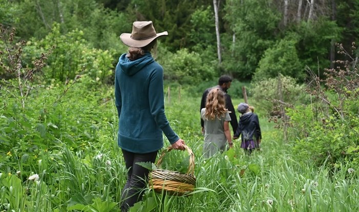 Mikaela and her family foraging for new ingredients. 