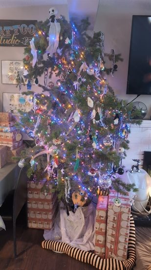 This Kamloops Christmas tree is decorated with ghosts. 