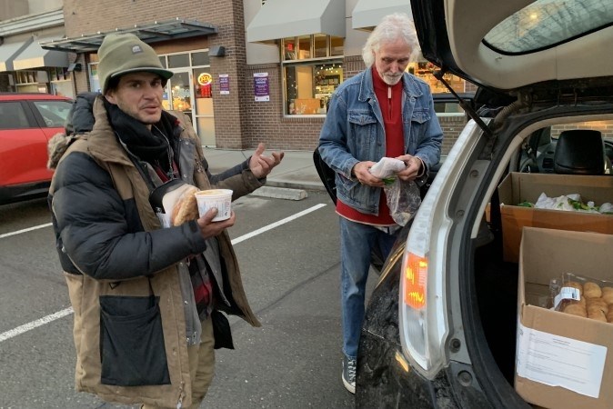 Mike Kane was quick to take the offer as Hilke stopped him along Tranquille Road.