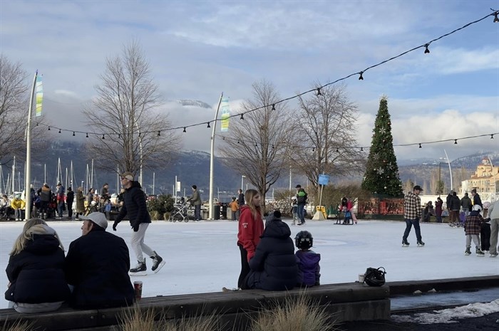 Families enjoy skating at Stuart Park in Kelowna in January. 