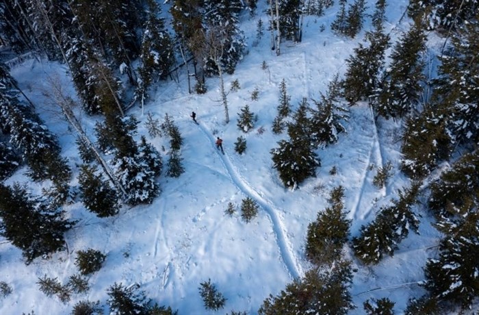 Snowshoers are seen enjoying trails around McConnell Lake in Kamloops beginning of January. 