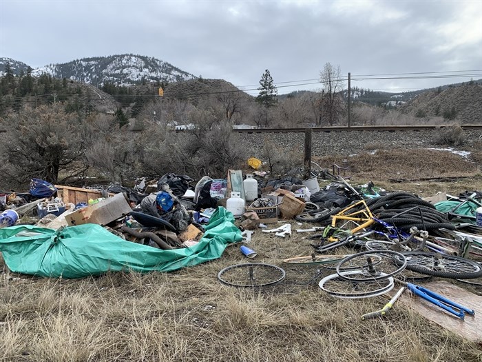 On Jan. 16, days after the resident was ousted from his camp, a trash heap remains near the tracks just between Valleyview and Dallas.