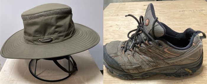 The hat and type of shoe Baines might have been wearing when he went missing that have not been found.