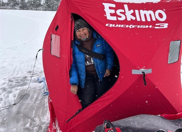 Salmon Arm resident Audrea Wulf enjoys a snowy day ice fishing at Pillar Lake on Chase-Falkland Road on Jan. 2. 