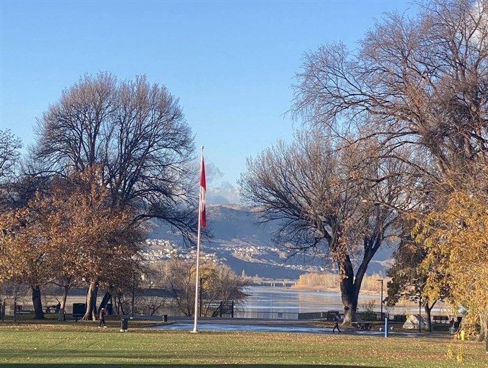 The flag at Riverside Park in Kamloops is photographed on a cold, winter day. 