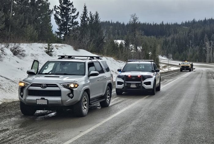 BC Highway Patrol pulling someone over.