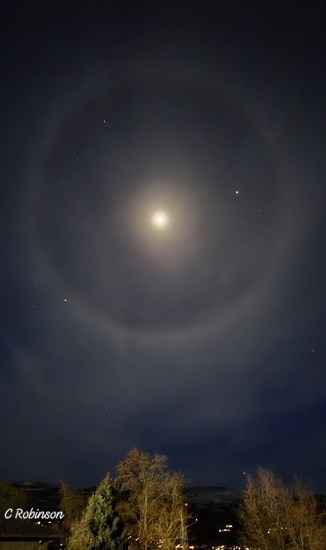 The moon and stars over Summerland look magical on a winter night in February. 