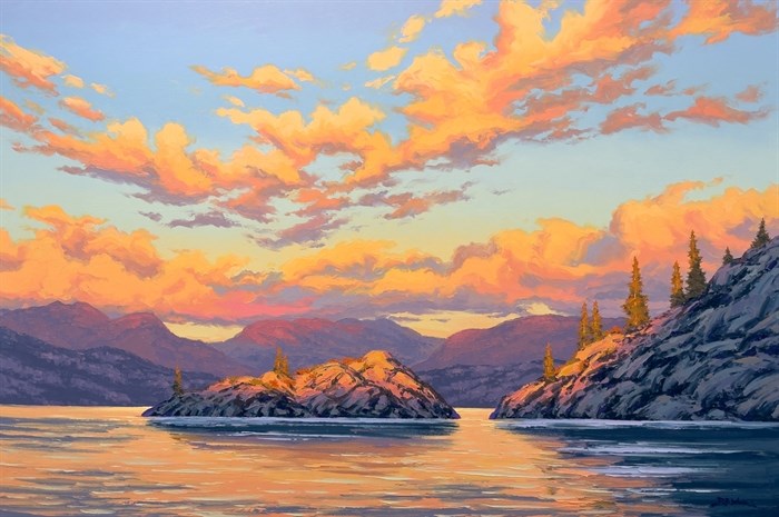 Sunset at Rattlesnake Island, painted by Robert Wood