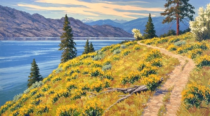 Okanagan Sunflowers, Kalamoir Park, painted by Robert Wood