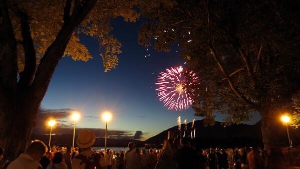 People gather at Riverside Park for the annual Canada Day fireworks display last year.