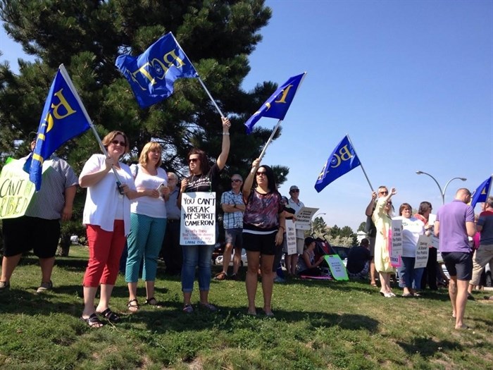Teachers rally in Kamloops during BCTF conference at Thompson Rivers University on Sunday, Aug. 24, 2014.