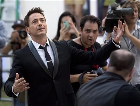 Robert Downey Jr. arrives for the premiere of his film, 