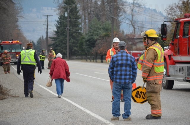A high pressure gas line was struck by a car Thursday morning, prompting the closure of Highway 6 and evacuation of nearby residents. 