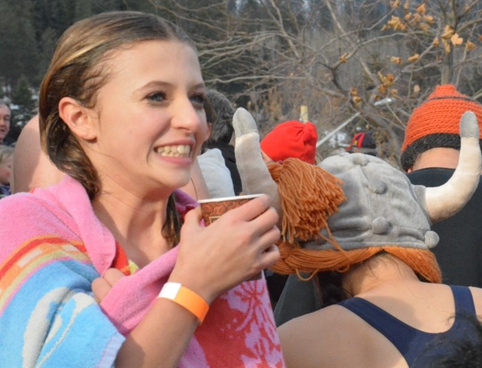 There were plenty of smiling faces following the Peachland Polar Bear Swim, January 1, 2015.
