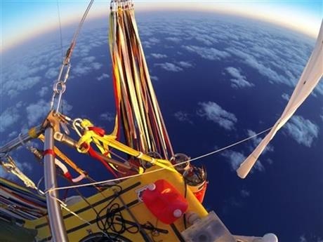 The helium-filled ballloon crosses the Pacific Ocean after taking off from Japan.