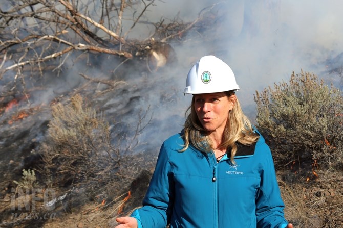 Wendy Gardner, a Thompson Rivers University natural sciences professor, is happy to see a prescribed burn taking place at Kenna Cartwright Park.