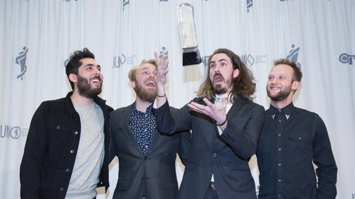 The Brothers Landreth backstage after winning Roots and Traditional Album of the Year during the JUNO Gala Dinner and Awards in Hamilton on Saturday, March 14, 2015.