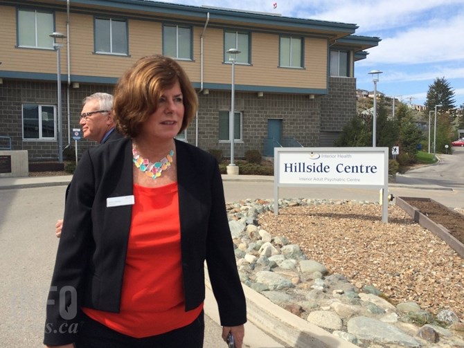 B.C. Nurses' Union President Gayle Duteil outside Hillside Centre Friday, April 17.