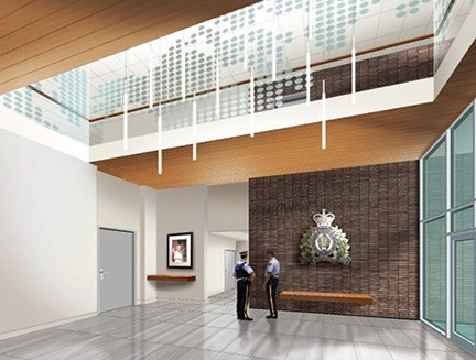 Artist's rendering of the interior of the new Kelowna Police Services building.