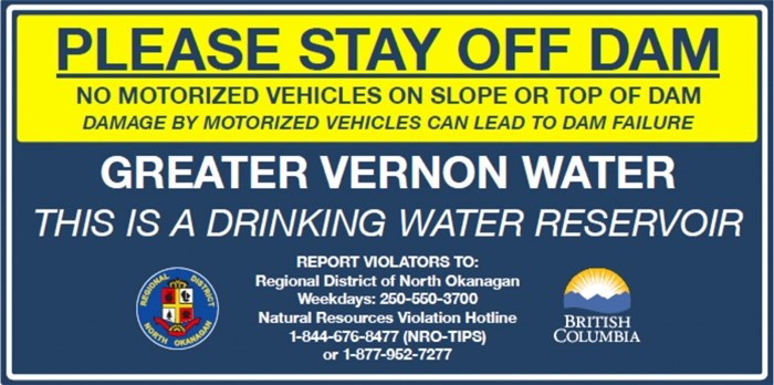 Watch for these signs around North Okanagan reservoirs. 