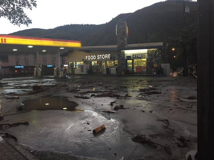 Debris left behind at a gas station in Cache Creek after the water from the flash flood receded, Saturday, May 24, 2015.